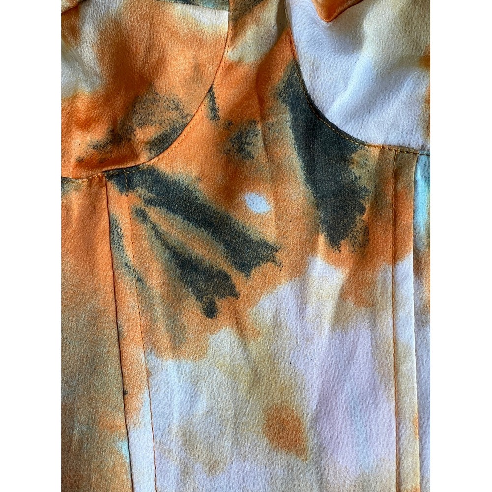 PrettyLittleThing Orange Tie Dye Structured Corset Top SZ 10 Summer Festival - Picture 4 of 7